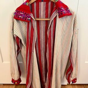 Vintage Vietnam Striped Red and Cream Jacket Size Medium
